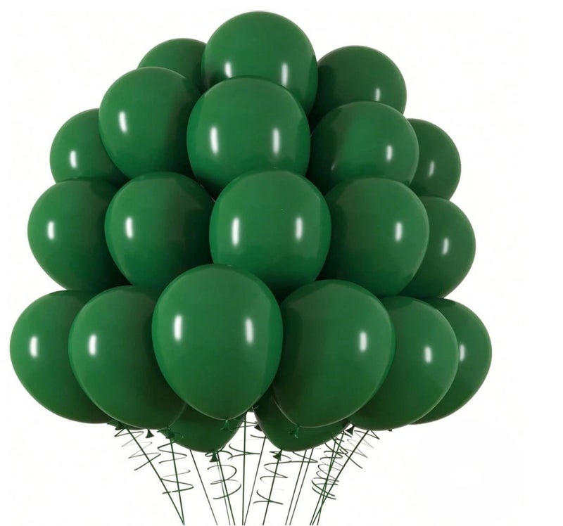 A set of dark green latex balloons to decorate birthday parties, Saudi National Day, Founding Day, and all special occasions, 25 pieces 12 inch size - Image 1